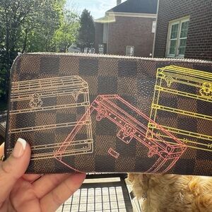 Louis Vuitton Brown Wallet with Yellow and Pink Accents